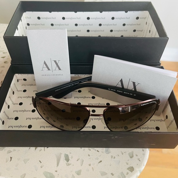 Armani Exchange AX 2012S Dark Brown Metal Aviator Sunglasses. Size 62 - Picture 4 of 6
